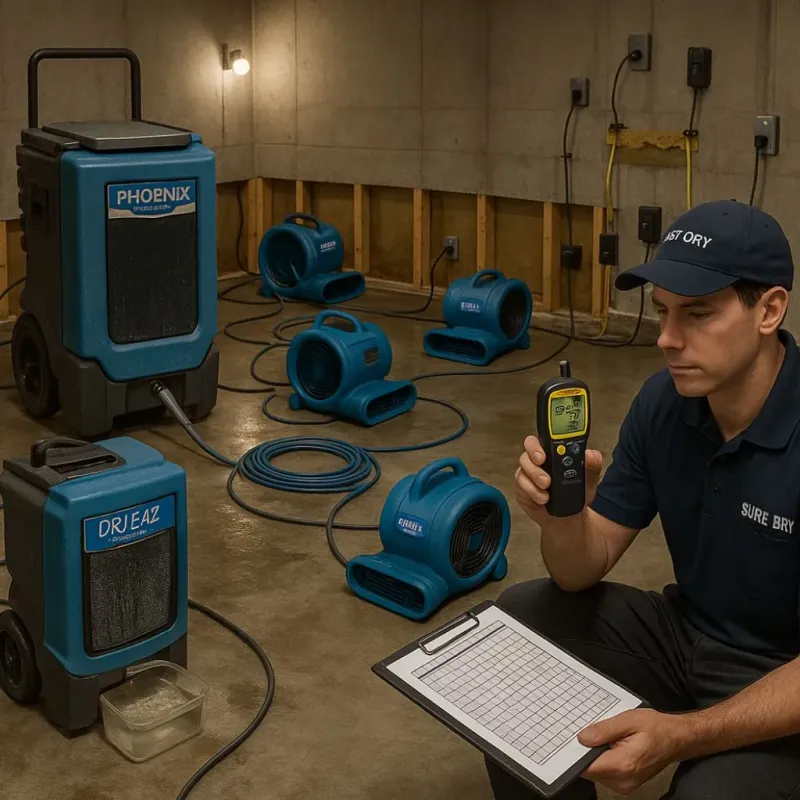 Structural Drying and Dehumidification process in West Livingston, TX